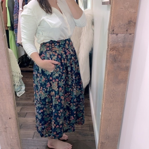 Vintage Herman Geist maxi skirt floral size 12 - Picture 2 of 9